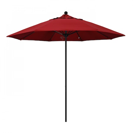 California Umbrella 9' Black Aluminum Market Patio Umbrella, Pacifica Red 194061335789